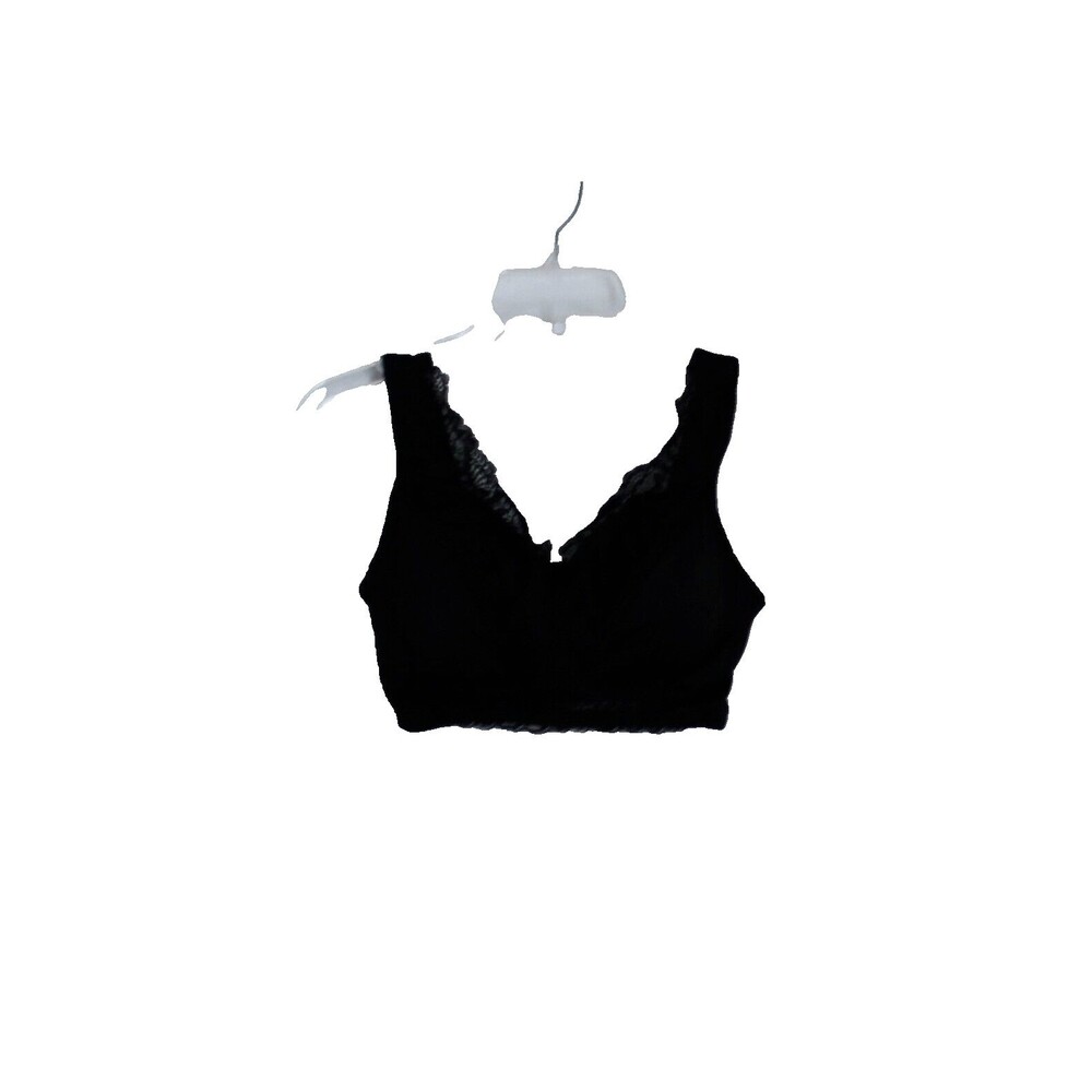 Rhonda Shear Lightly Padded Leisure Bra Black Lace Full Coverage Size Medium NIP